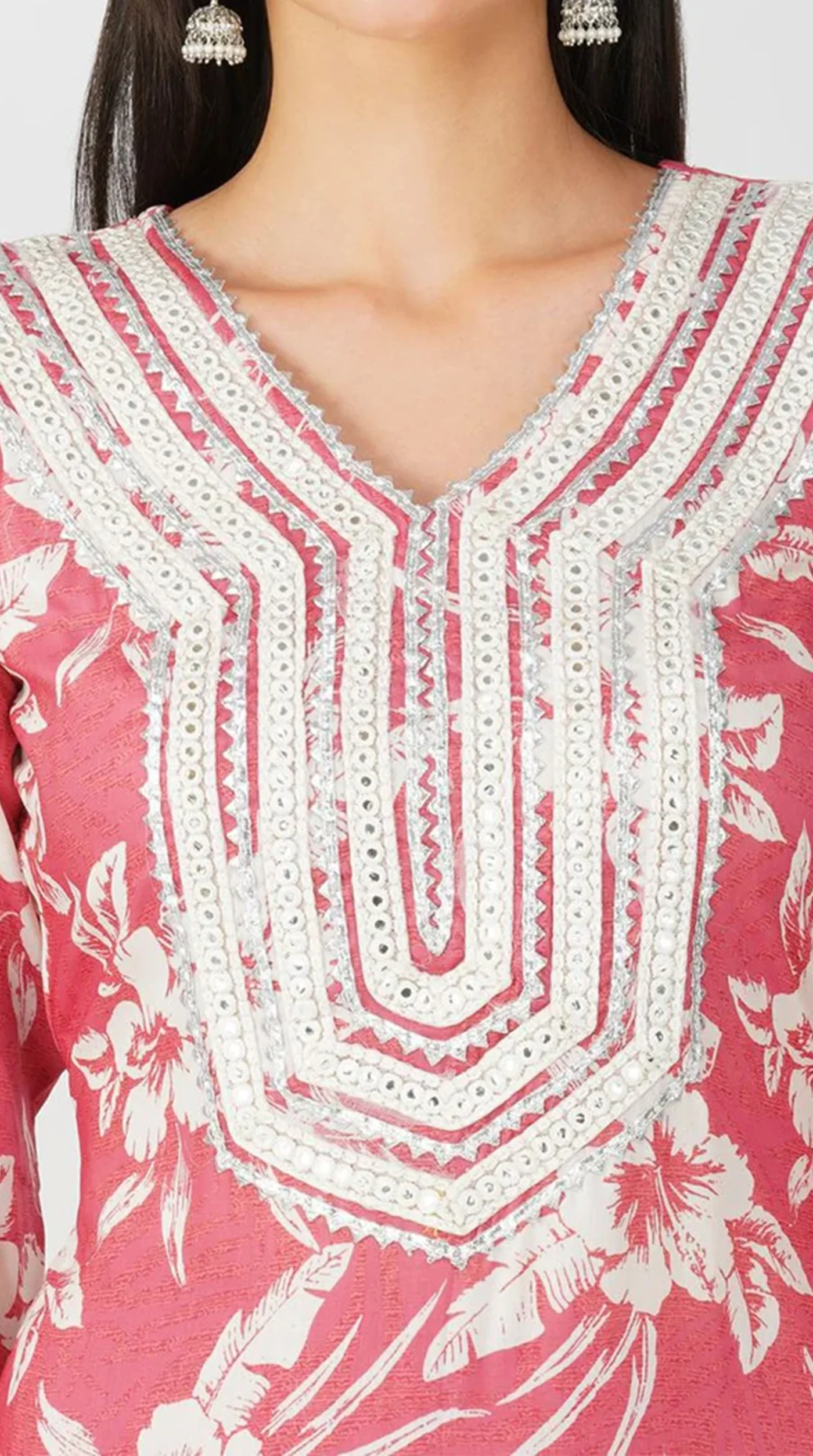 Pink Muslin Printed Suit Set - Image 5