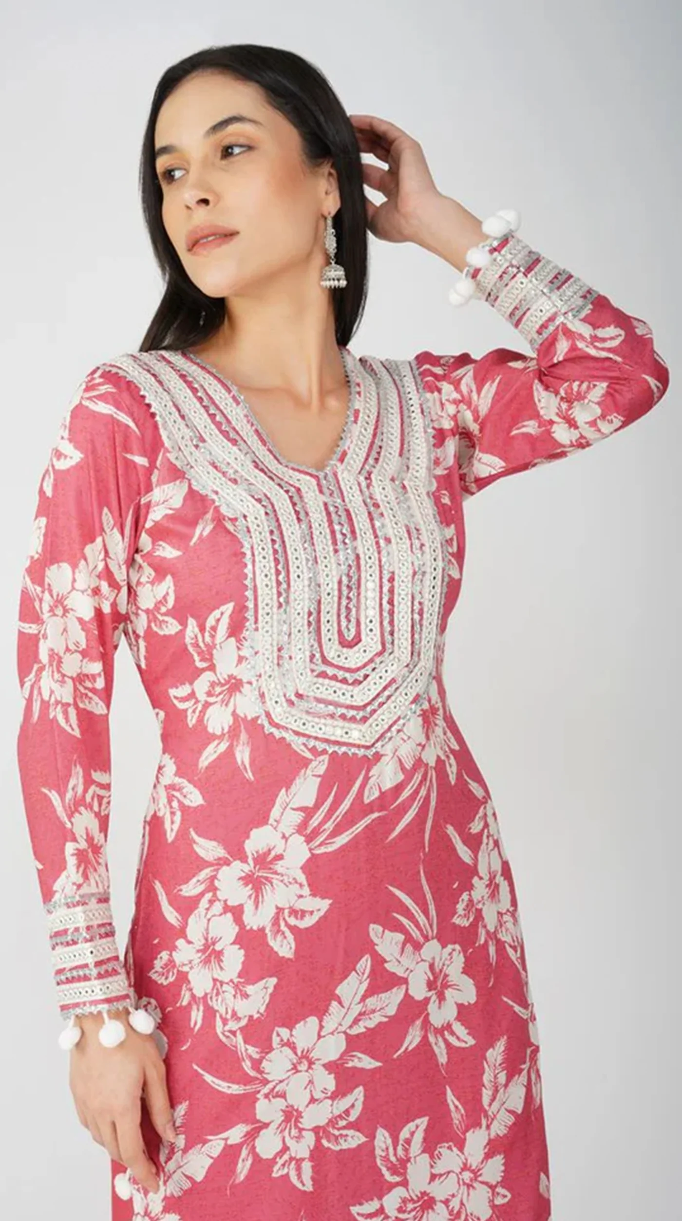 Pink Muslin Printed Suit Set - Image 6