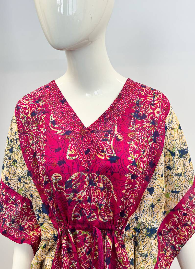 Pink Printed Viscose Kaftan One Size - Image 3
