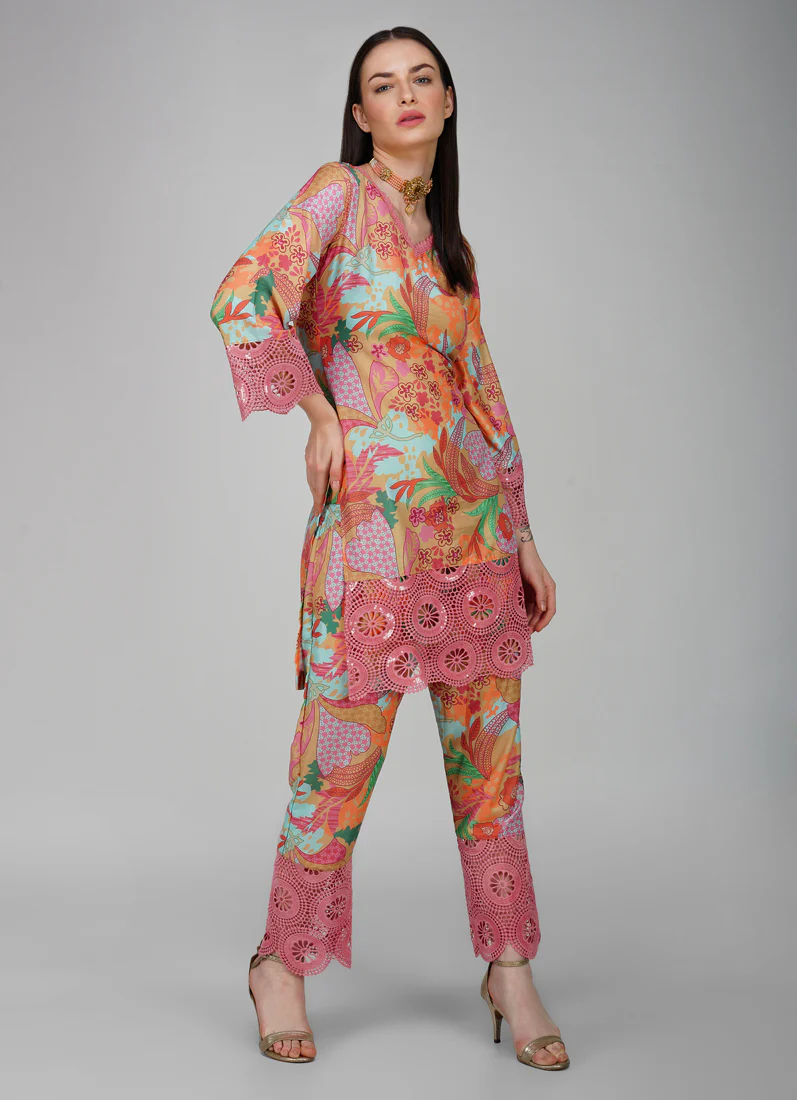 Pink Rayon Shift Style Co-Ord Set - Image 2