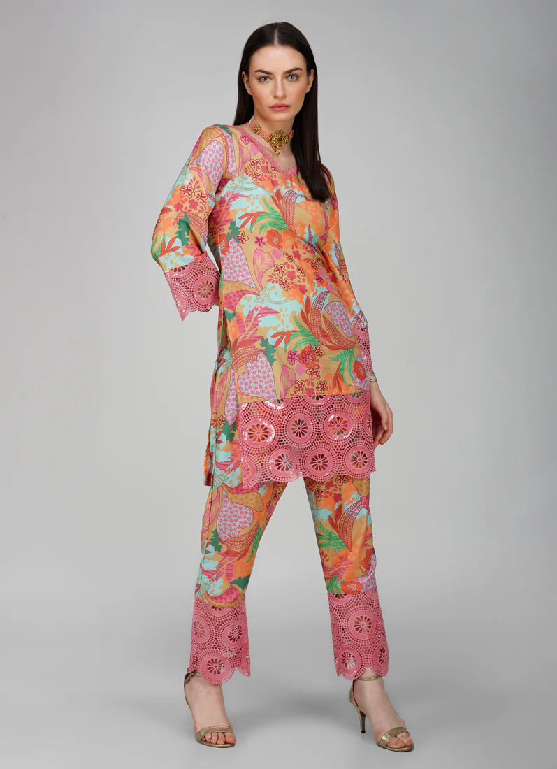 Pink Rayon Shift Style Co-Ord Set - Image 3