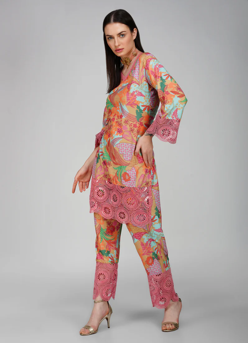 Pink Rayon Shift Style Co-Ord Set - Image 4