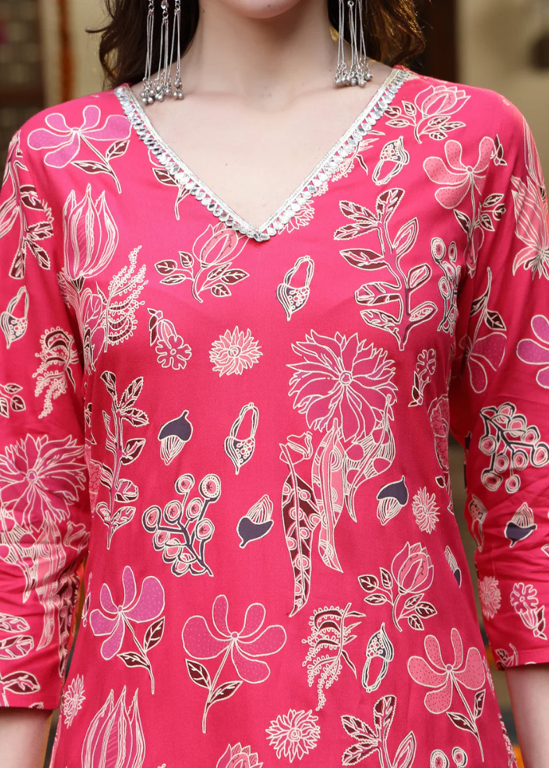 Pink Rayon Straight Cut Suit Set - Image 2