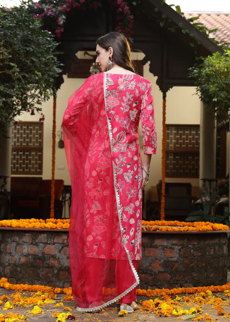 Pink Rayon Straight Cut Suit Set - Image 3