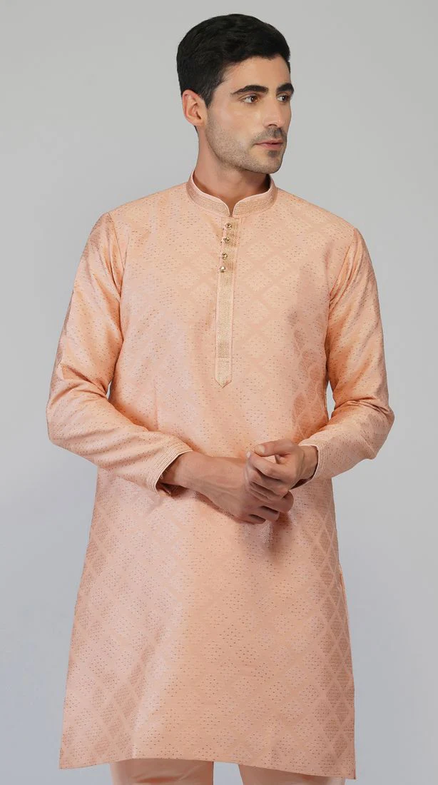 Pink Zari Embroidered Kurta Churidaar Set - Image 2