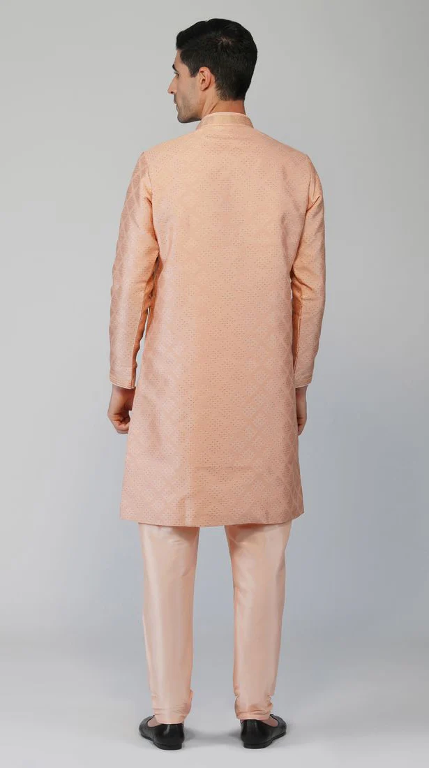 Pink Zari Embroidered Kurta Churidaar Set - Image 3