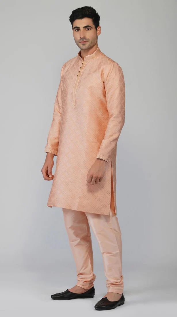Pink Zari Embroidered Kurta Churidaar Set - Image 5