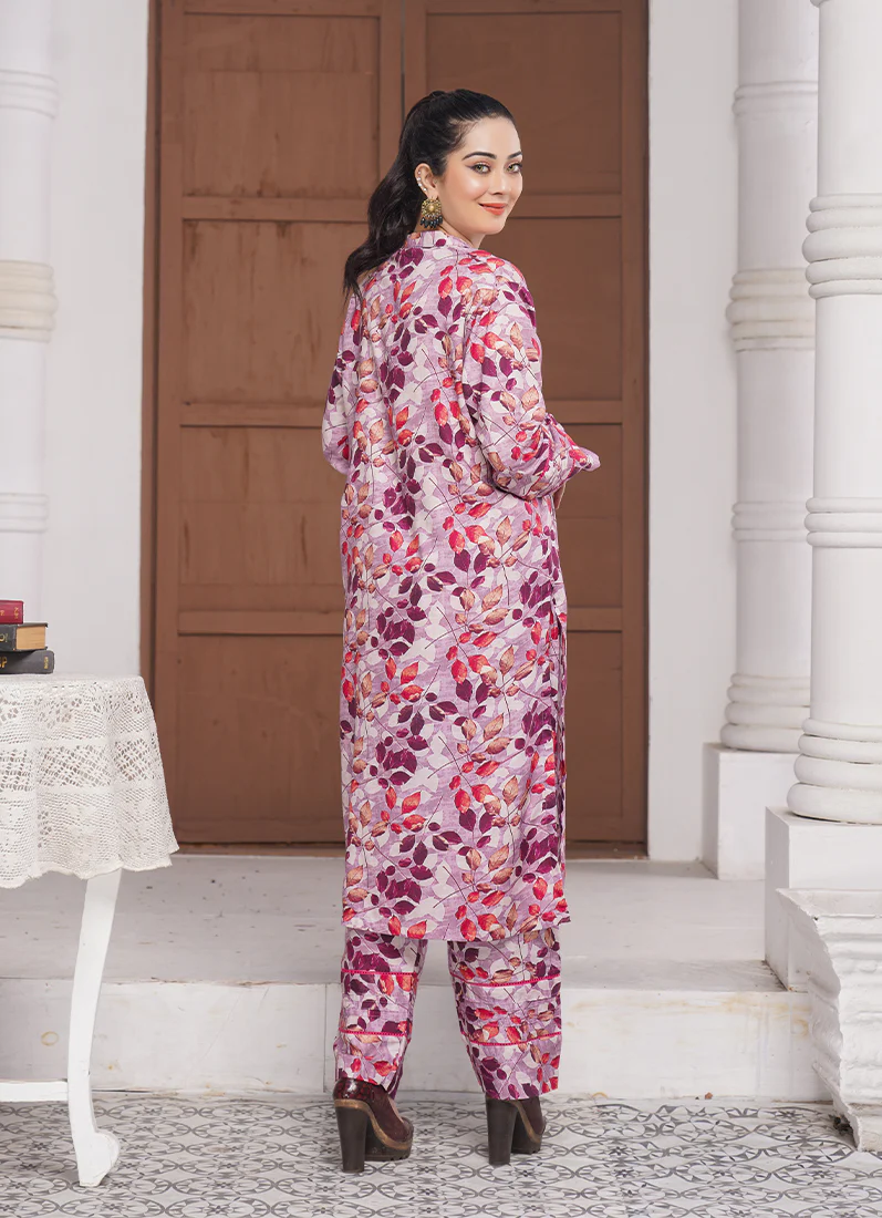 Plum Digital Printed Linen Co-ord Set - Image 2