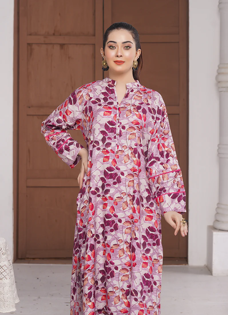 Plum Digital Printed Linen Co-ord Set - Image 3