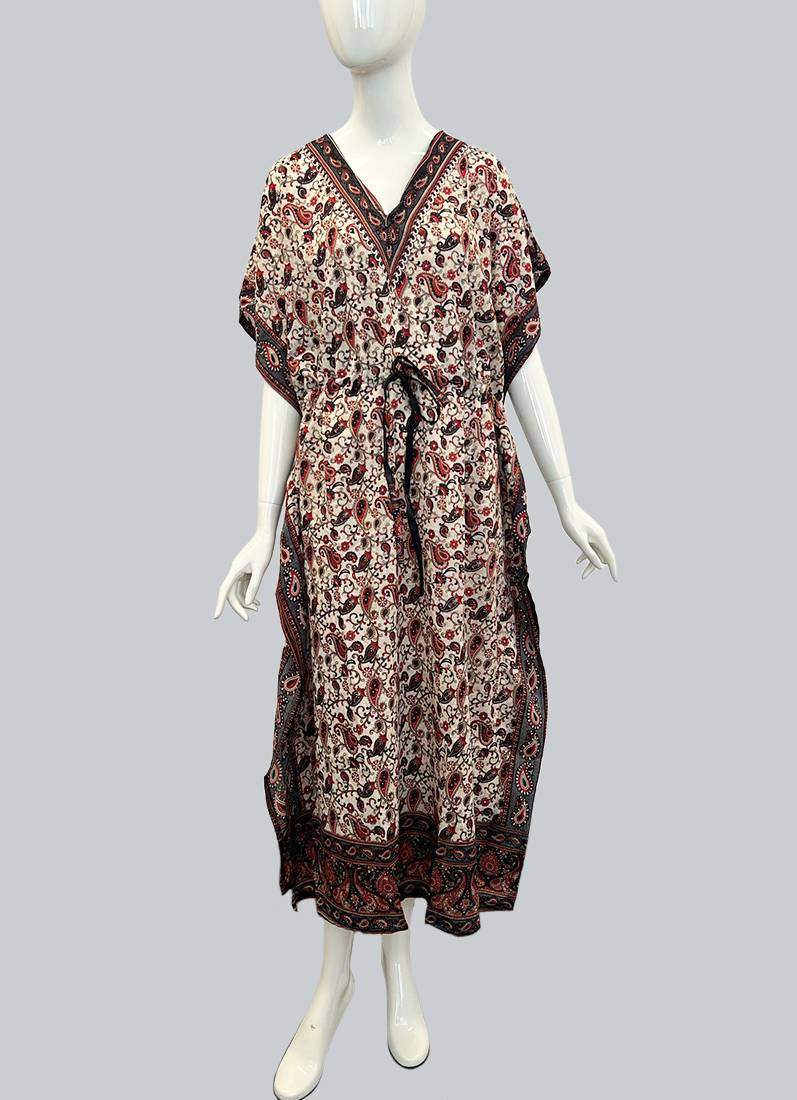 Printed Black Viscose Kaftan One Size - Image 2