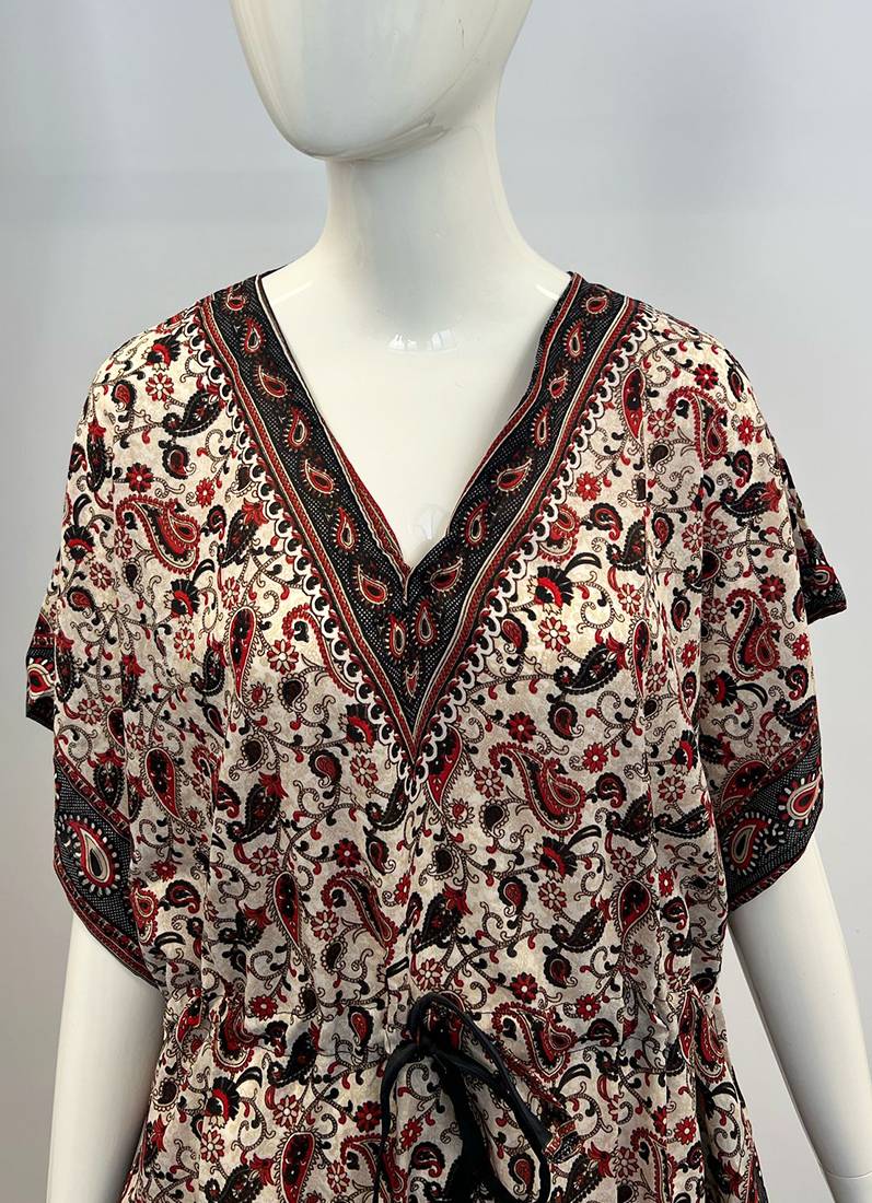 Printed Black Viscose Kaftan One Size - Image 3