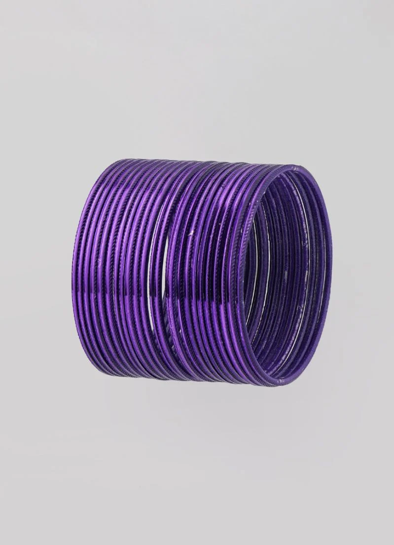 Purple Bangle Set â€“ Lightweight Slim Stackable Plain Purple Bangles for Women - Image 2