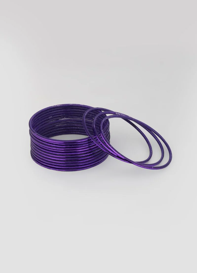 Purple Bangle Set â€“ Lightweight Slim Stackable Plain Purple Bangles for Women - Image 3