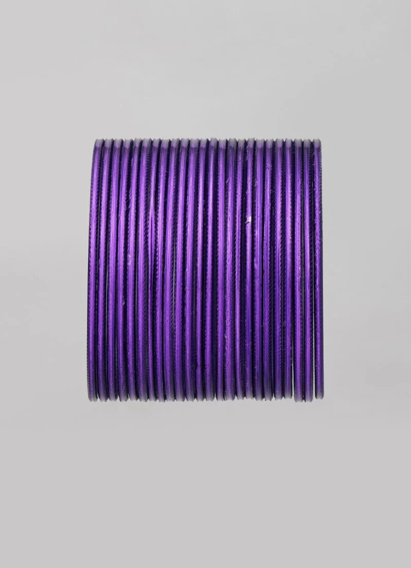Purple Bangle Set â€“ Lightweight Slim Stackable Plain Purple Bangles for Women - Image 4