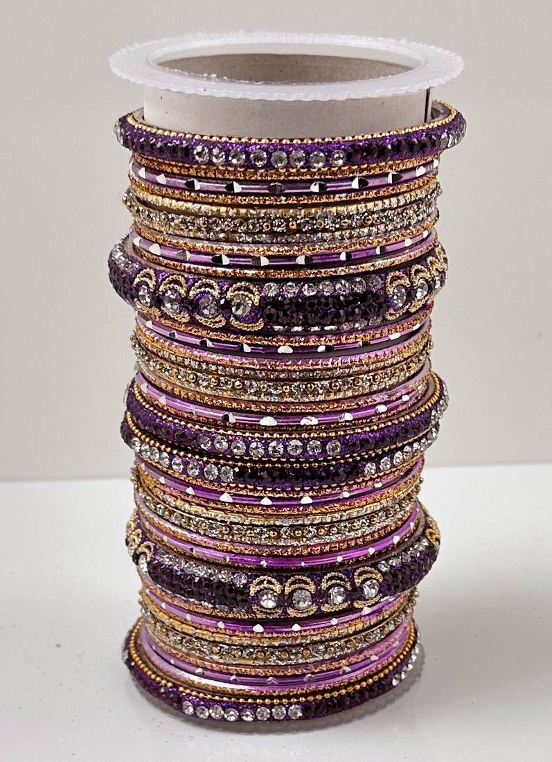 Purple Diamonte Double Bangle Set - Image 2
