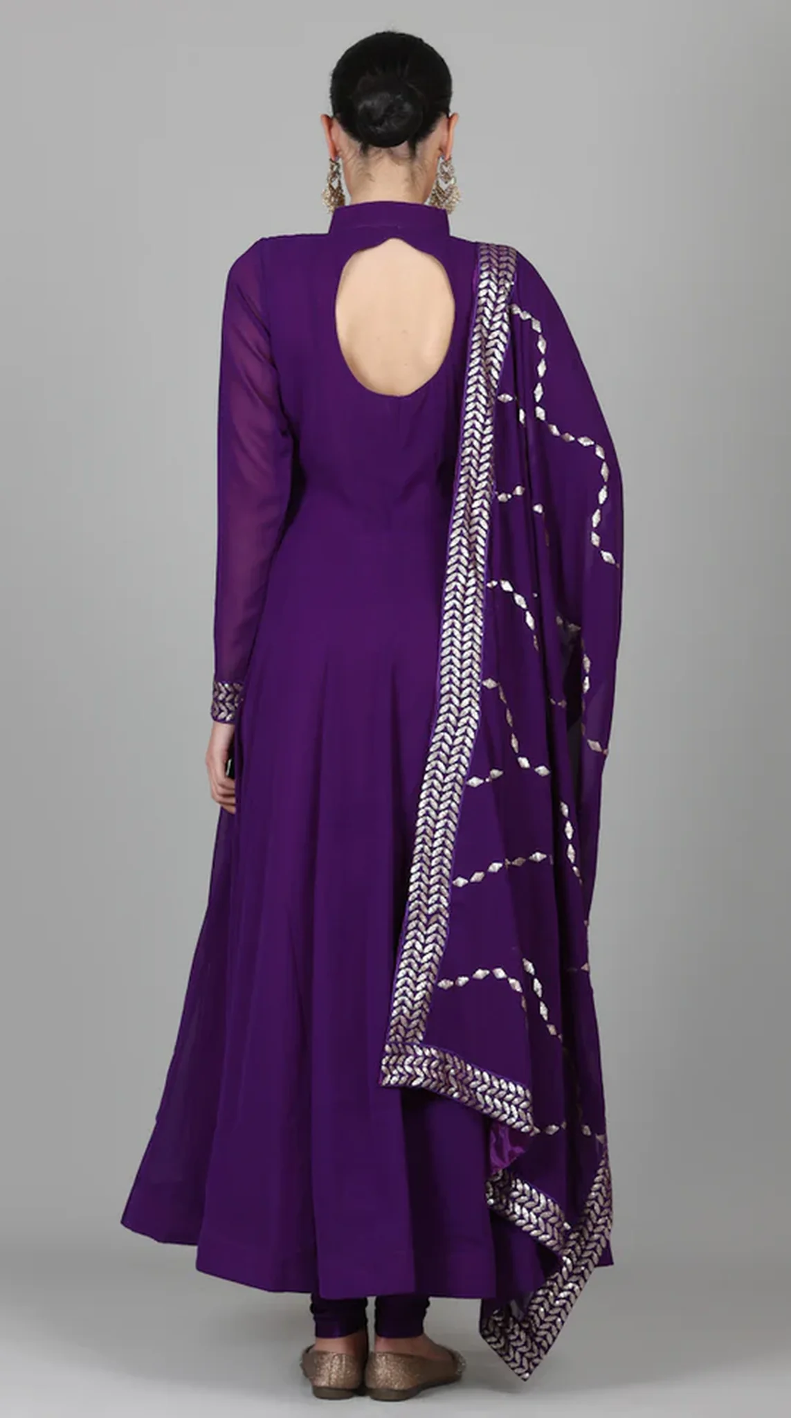 Purple Georegtte Anarkali Suit Set - Image 6