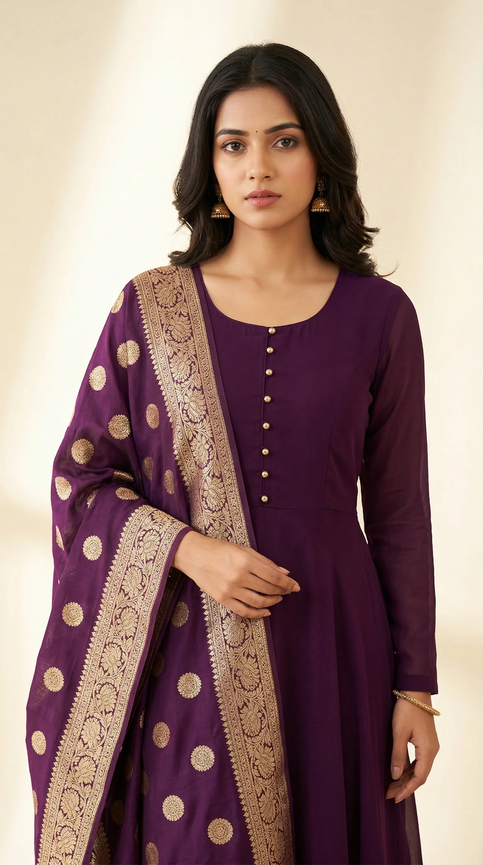Purple Georgette Bias Cut Suit Set - Image 3