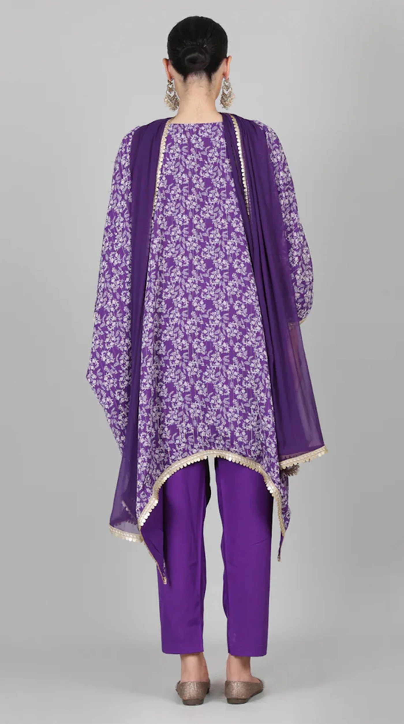 Purple Georgette Lurex Kaftan Set - Image 5