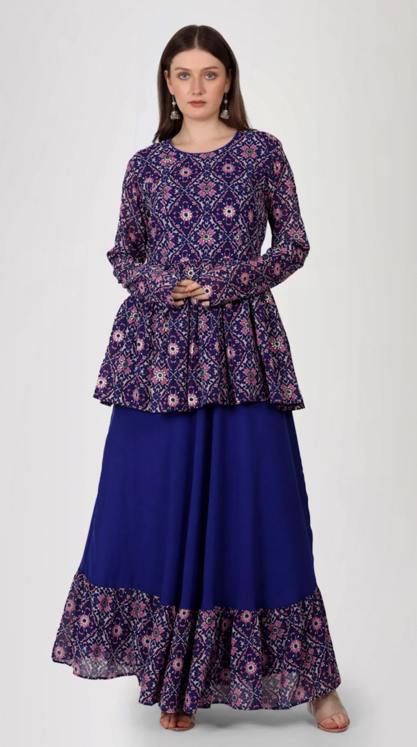 Purple Georgette Peplum Style Lehenga Set - Image 5