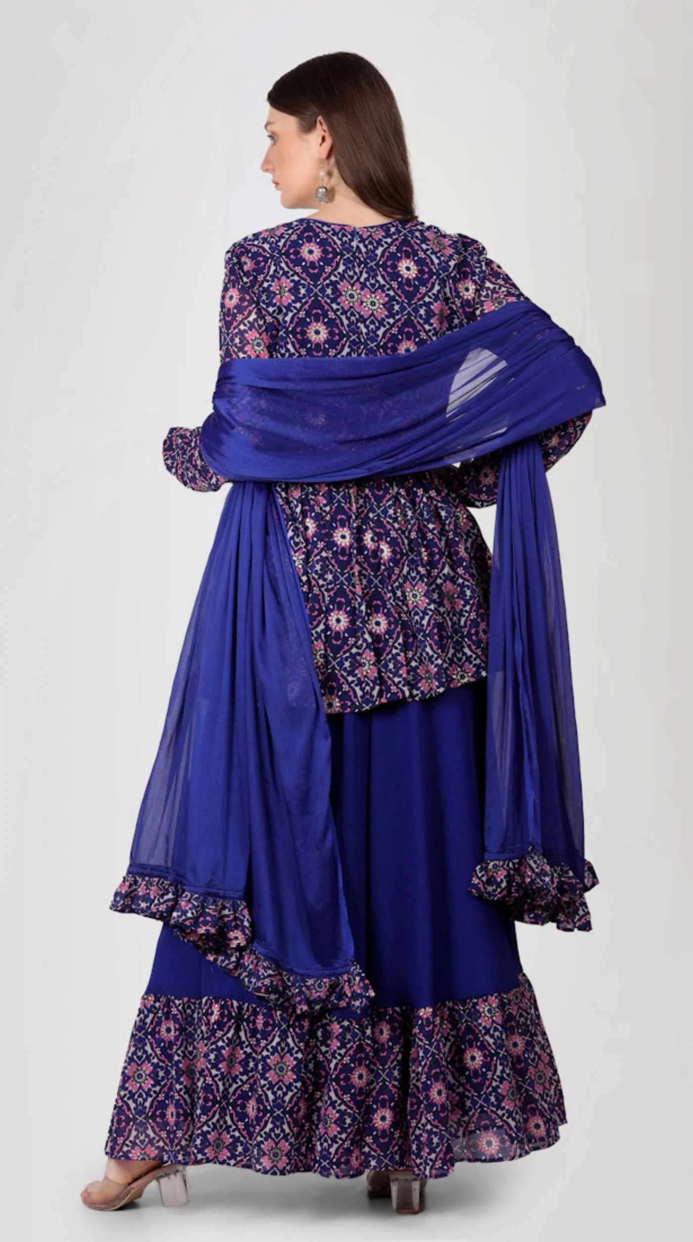 Purple Georgette Peplum Style Lehenga Set - Image 6
