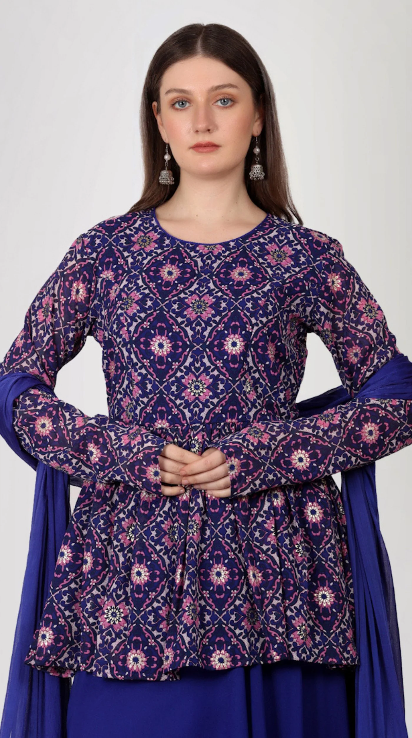 Purple Georgette Peplum Style Lehenga Set - Image 8