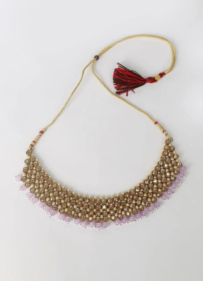 Purple Pearl Heavy Necklace Set - Image 11