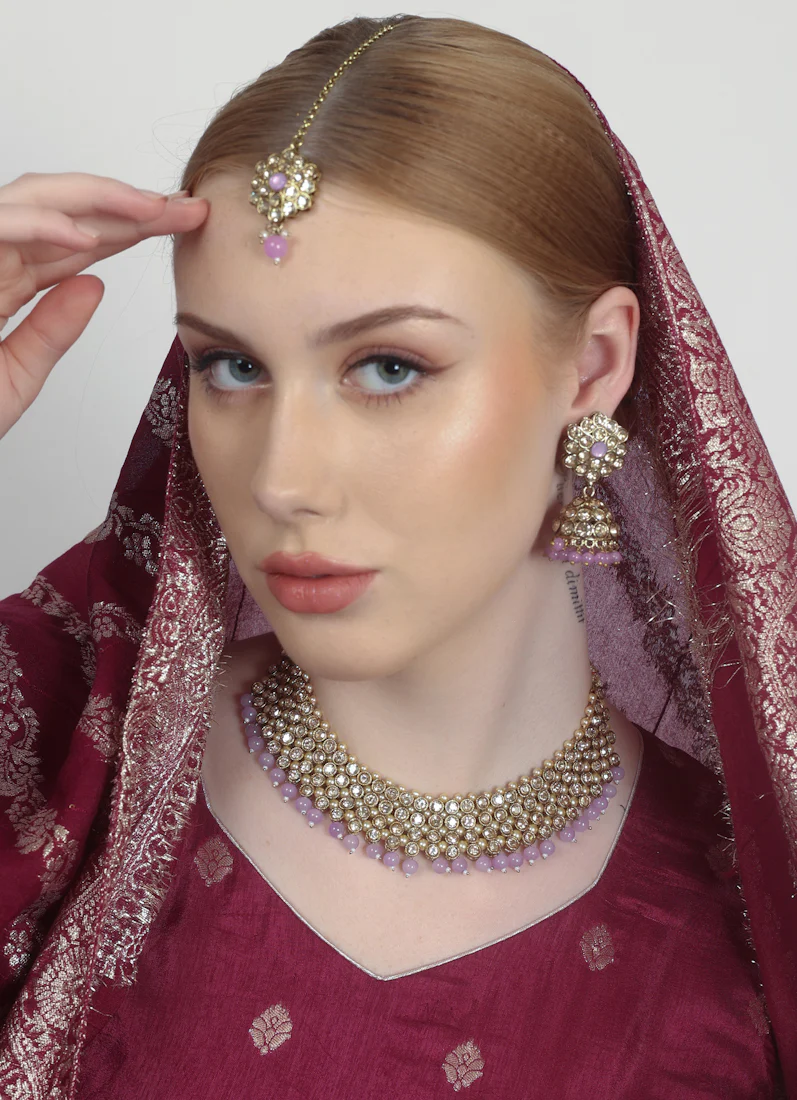 Purple Pearl Heavy Necklace Set - Image 2