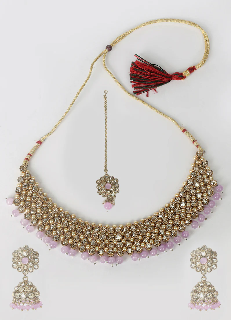Purple Pearl Heavy Necklace Set - Image 7
