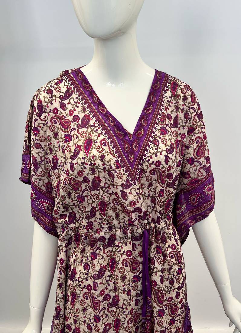 Purple Printed Viscose Kaftan - Image 2