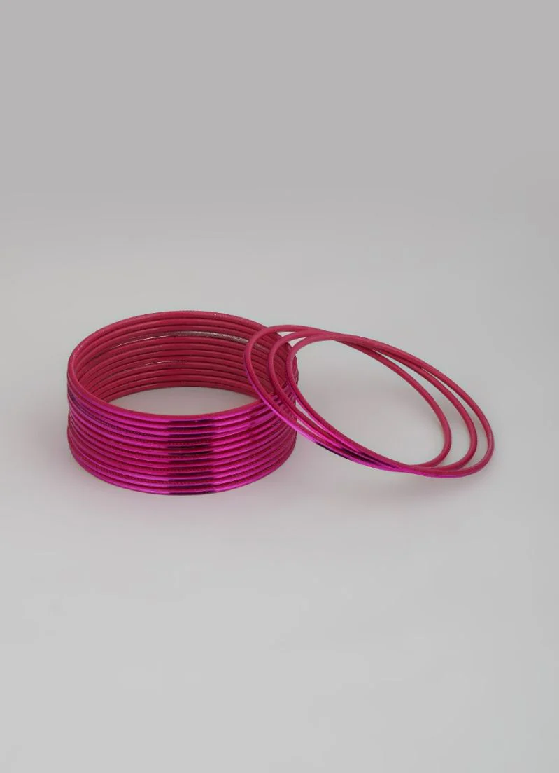 Rani Pink Bangle Set â€“ Lightweight Slim Stackable Bangles for Women - Image 3