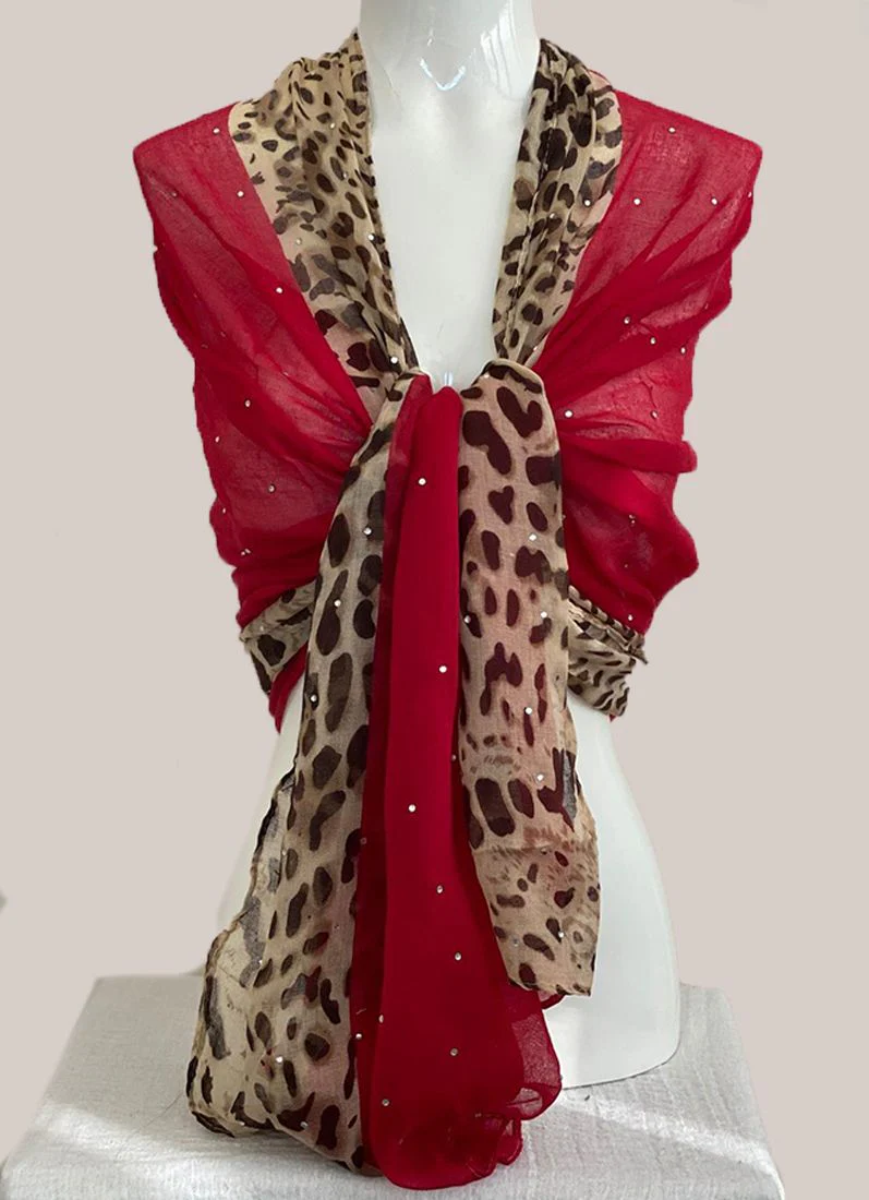 Red Animal Print Scarf - Image 2