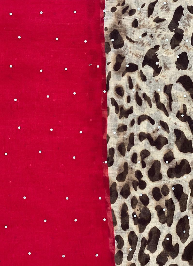Red Animal Print Scarf - Image 3