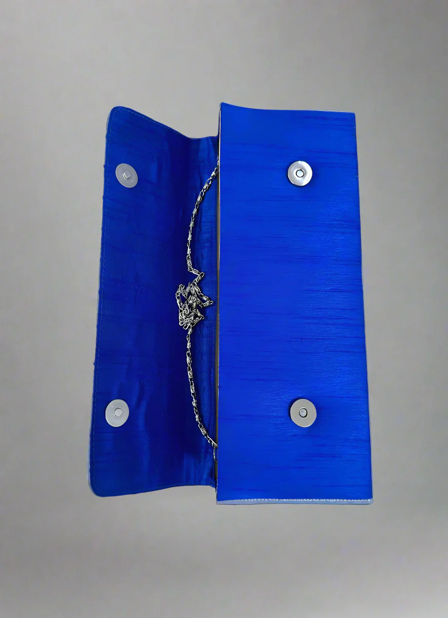 Royal Blue Brocade Envelope Clutch - Image 3
