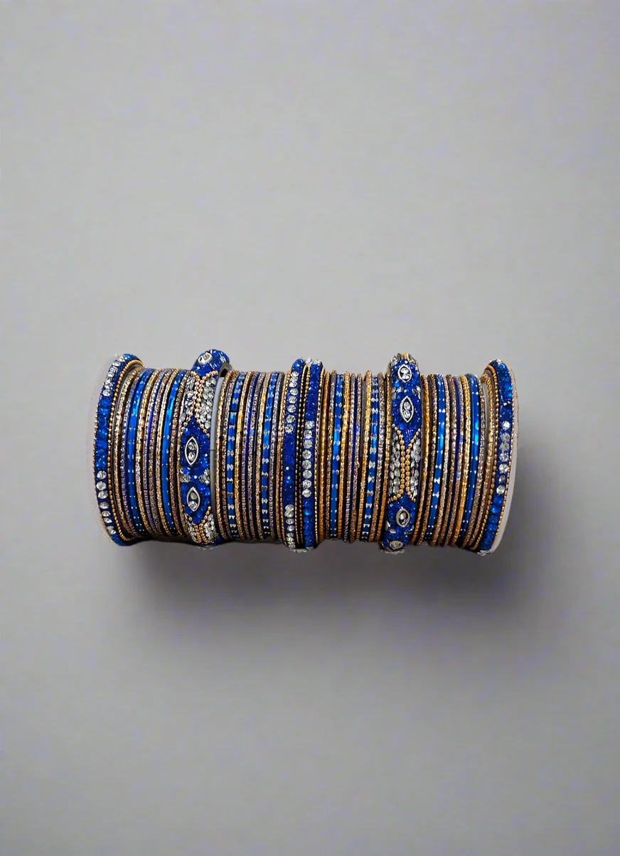 Royal Blue Diamante Double Bangle Set - Image 2
