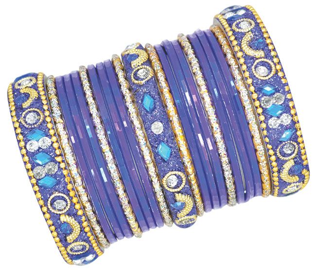 Royal Blue Studded Bangle Set - Image 3