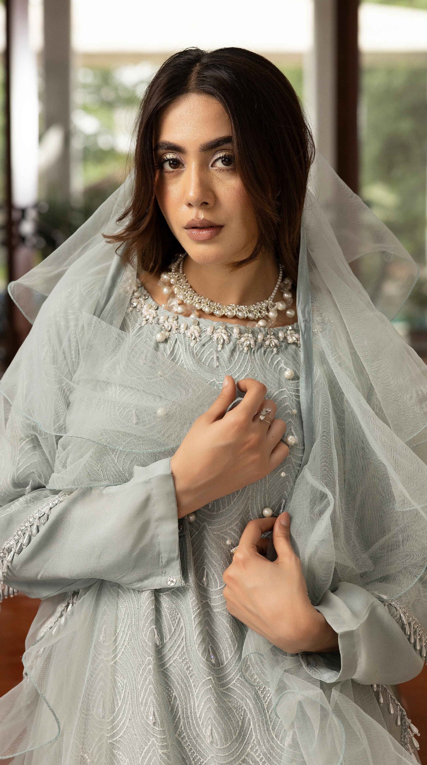 Sage Aura Chikankari Chiffon Farshi Salwar Set - Image 4