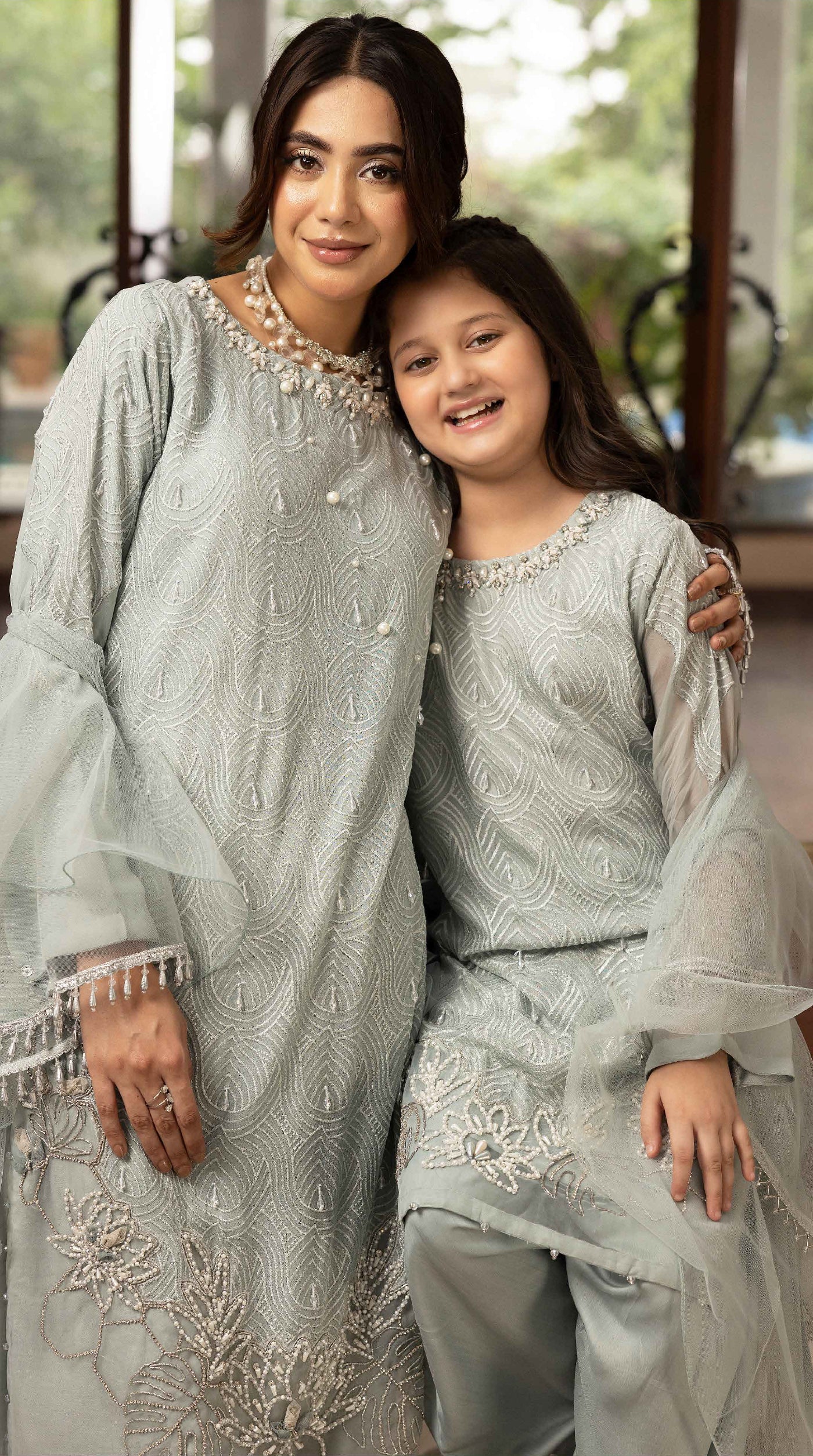 Sage Aura Mini Chikankari Chiffon Farshi Salwar Set - Image 2