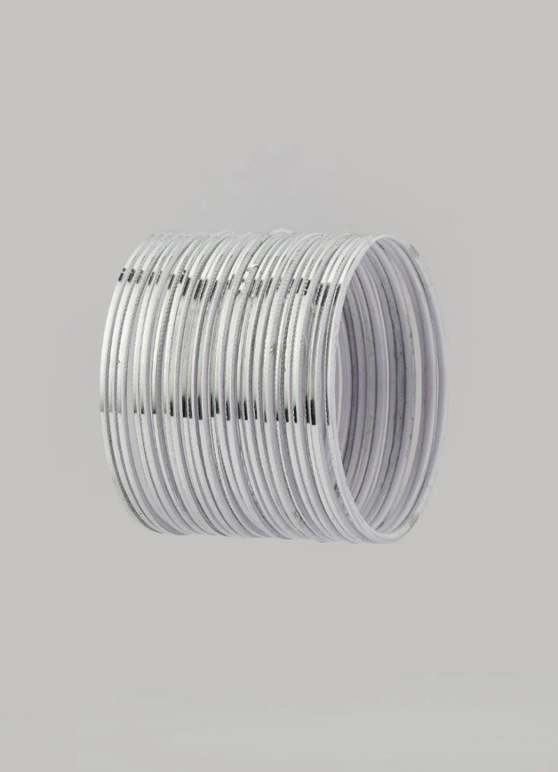Shiny Silver Bangles 24 Piece Stackable Bangle Set - Image 2