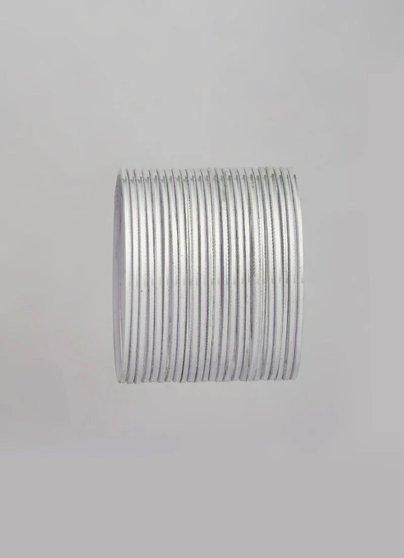 Shiny Silver Bangles 24 Piece Stackable Bangle Set - Image 4