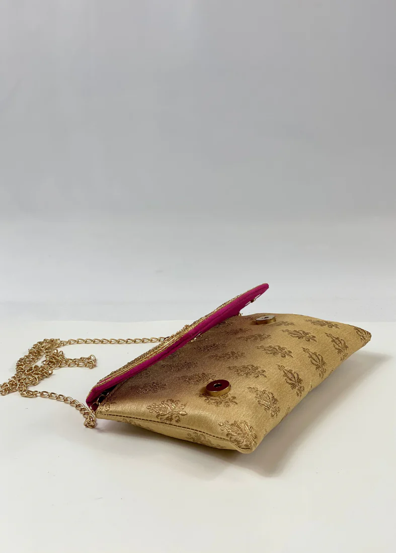 Silk Embroidered Handbag-Pink - Image 3