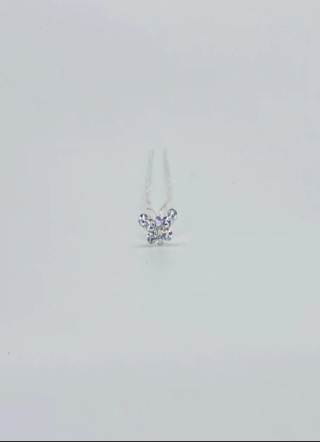 Silver Butterfly Bun Pins - Image 2