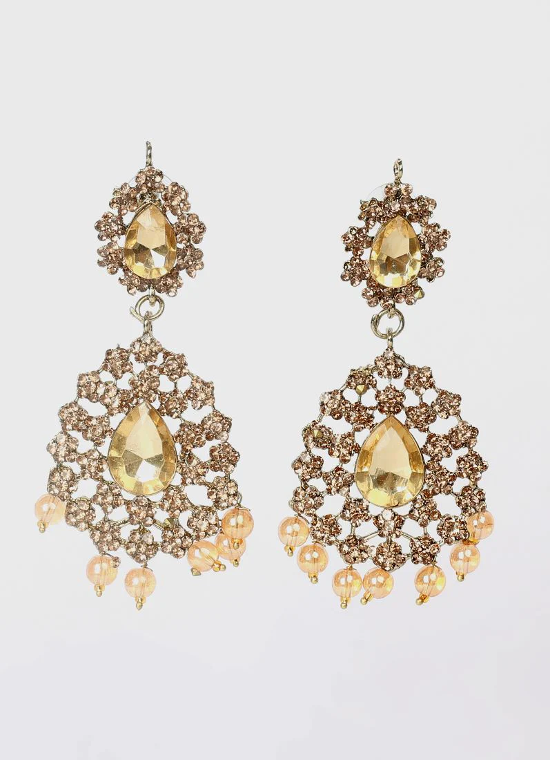 Gold Crystal Stone Bead Necklace Set - Image 4