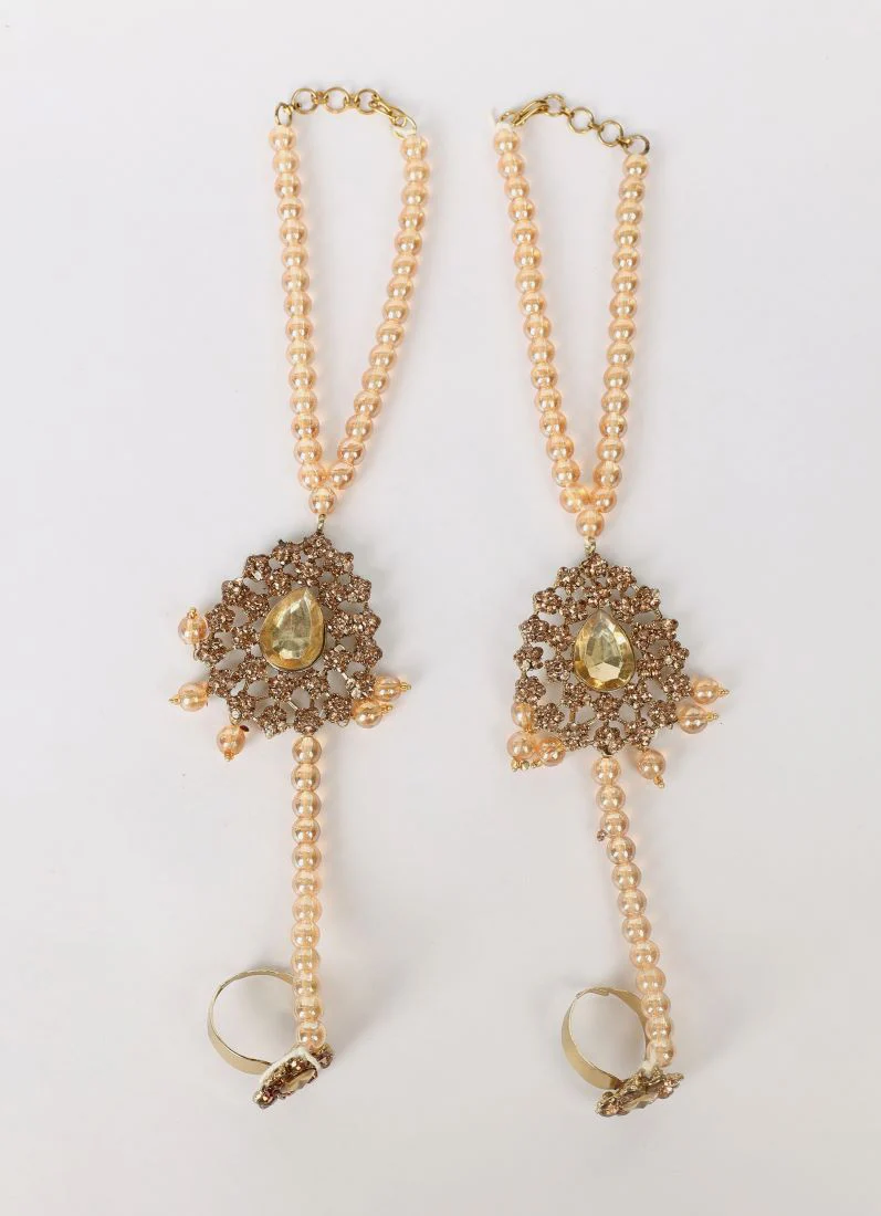 Gold Crystal Stone Bead Necklace Set - Image 5