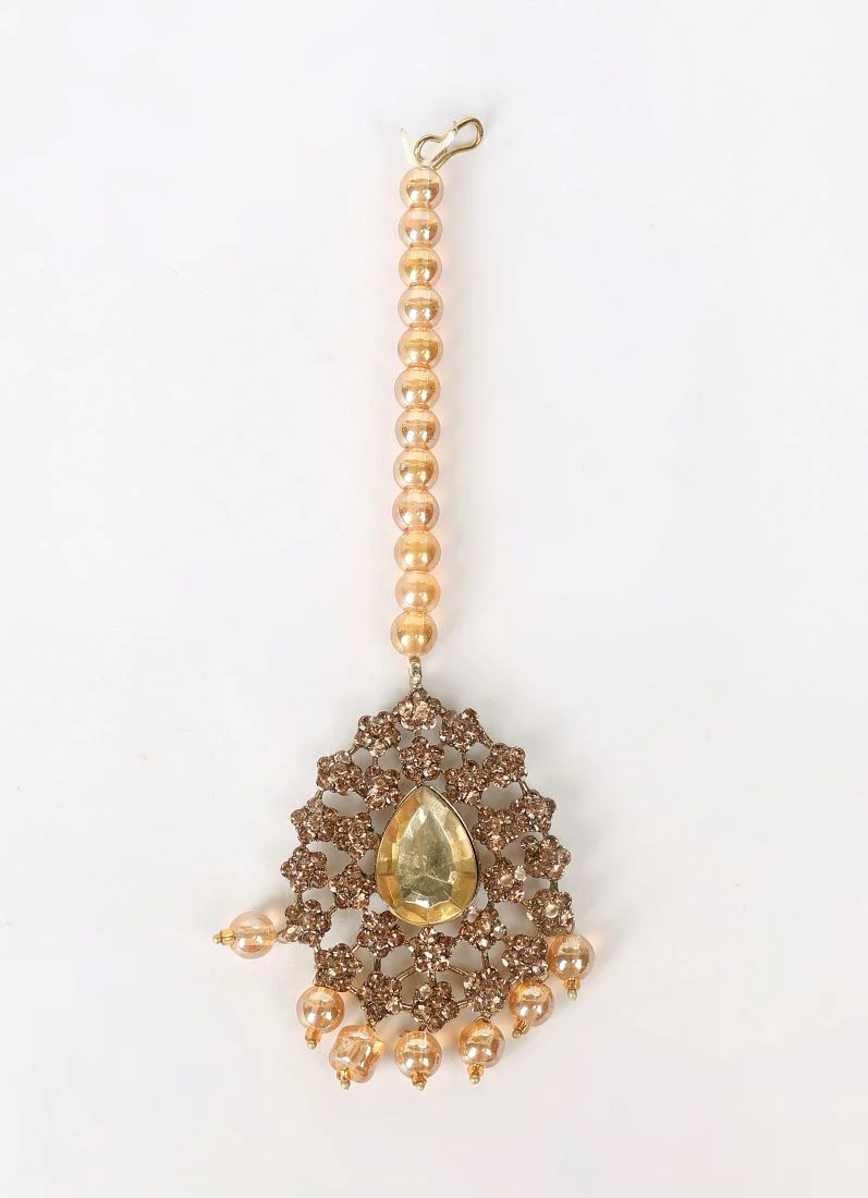 Gold Crystal Stone Bead Necklace Set - Image 6