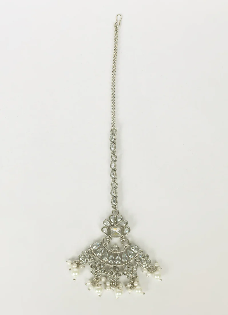 Silver Designer Tikka for Women | Pearl, Beads & Diamante Tikka - Image 2