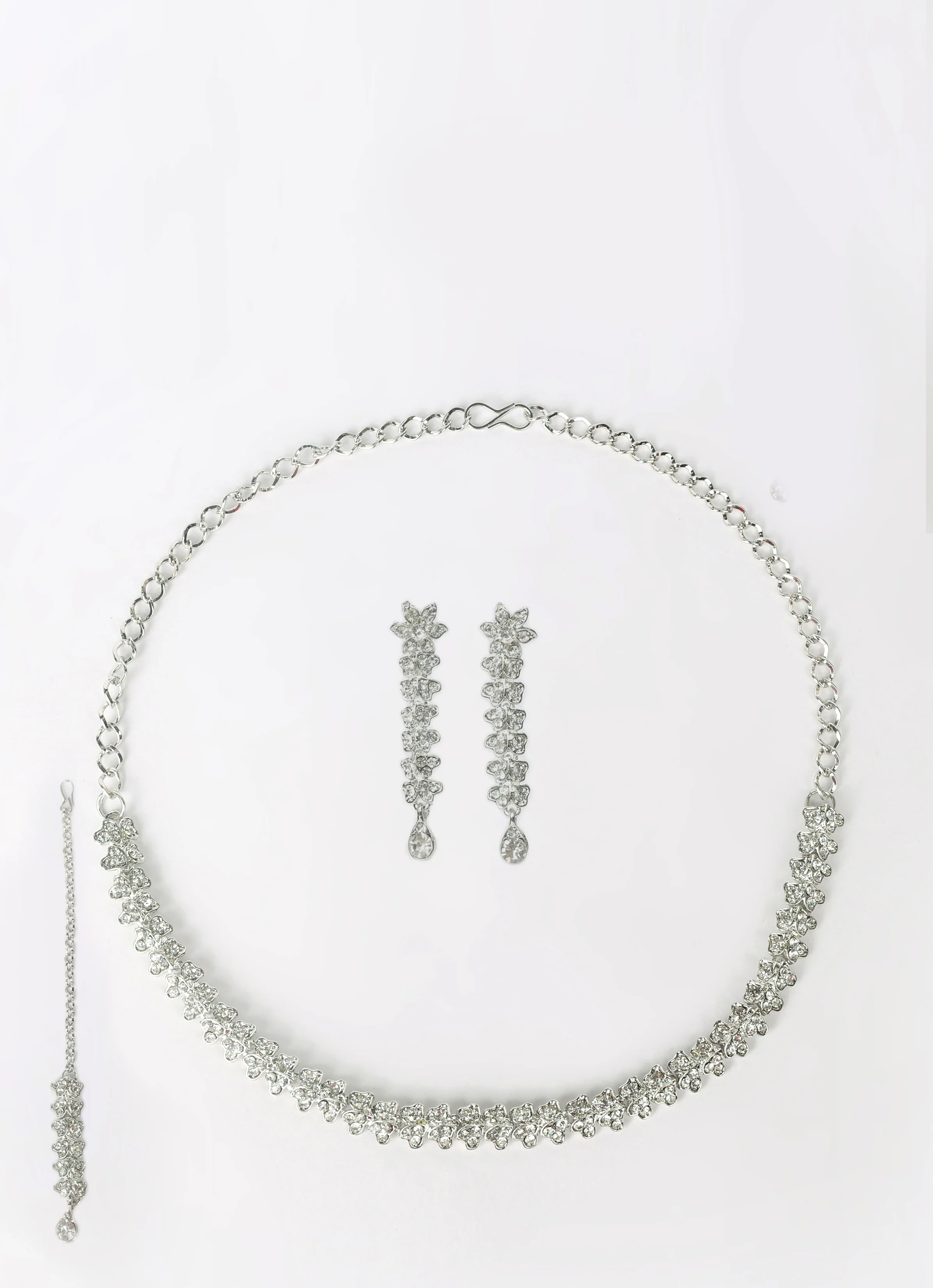 Silver Diamonte Chain Necklace Set - Image 2