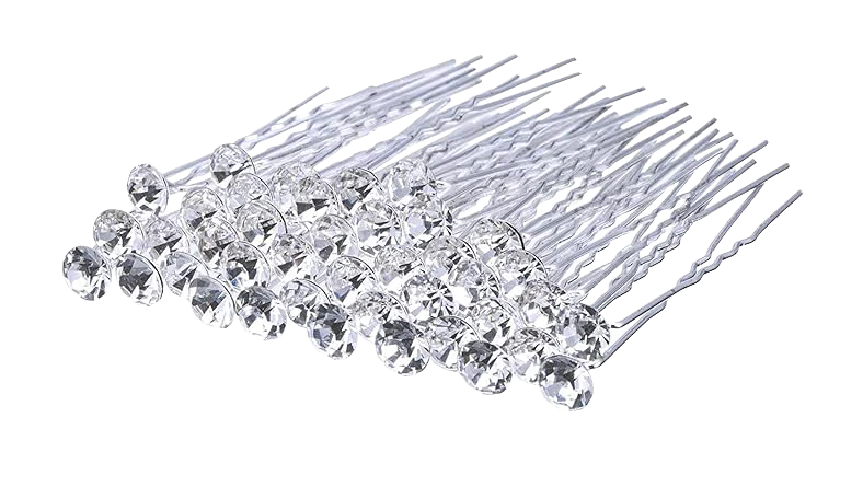 Silver Diamonte Bun Pins - Image 3