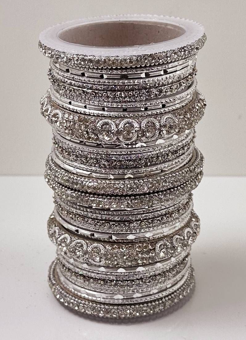 Silver Diamonte Double Bangle Set - Image 2