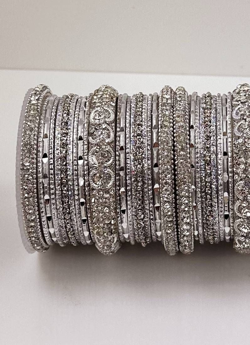 Silver Diamonte Double Bangle Set - Image 3