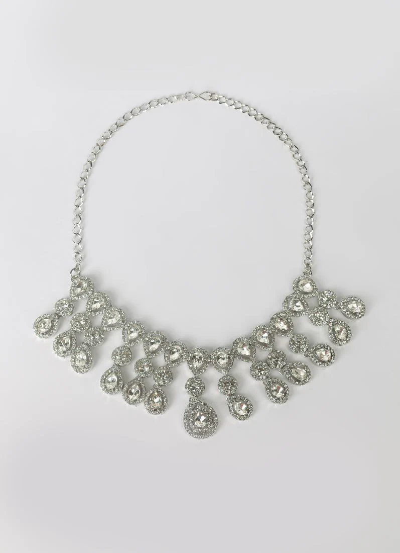 Silver Diamonte Droplet Necklace Set - Image 3
